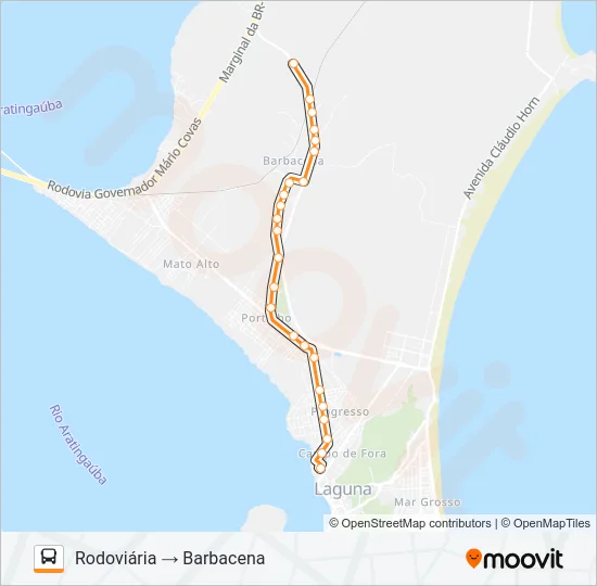 BARBACENA / PRAIA DO SOL Bus Line Map