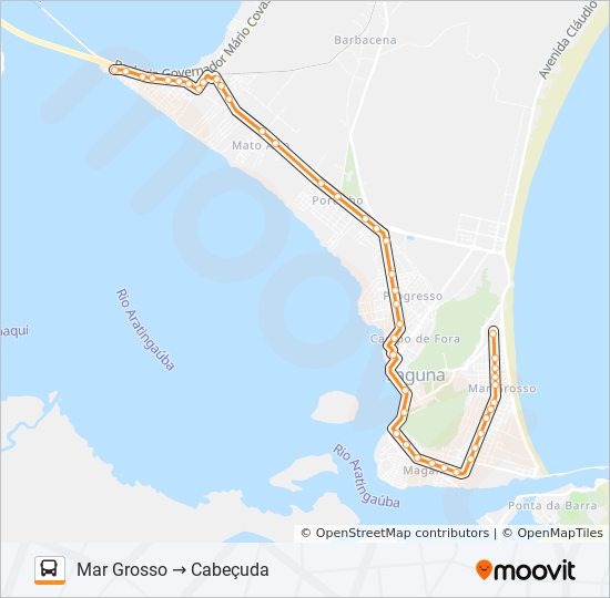 Mapa da linha MAR GROSSO/CABEÇUDA VIA BORRACHARIA de ônibus