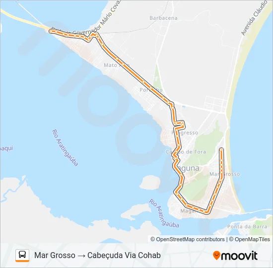 MAR GROSSO/CABEÇUDA VIA BORRACHARIA Bus Line Map