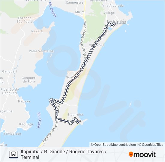 Mapa da linha 508 ITAPIRUBÁ / ROÇA GRANDE de ônibus