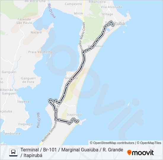 Mapa da linha 508 ITAPIRUBÁ / ROÇA GRANDE de ônibus