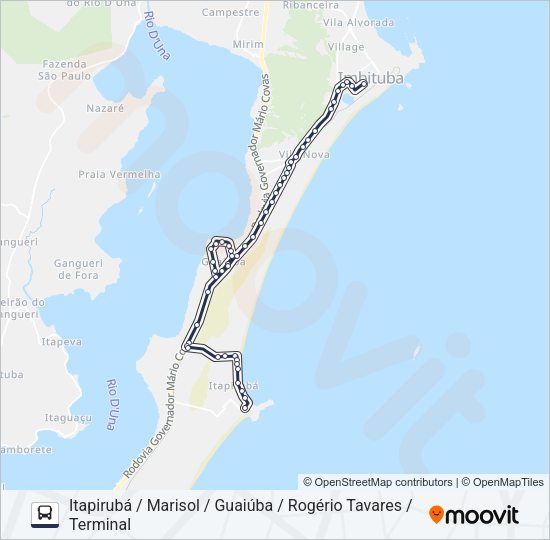 Mapa da linha 508 ITAPIRUBÁ / ROÇA GRANDE de ônibus