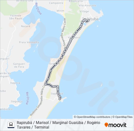 Mapa da linha 508 ITAPIRUBÁ / ROÇA GRANDE de ônibus