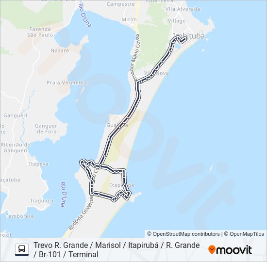 Mapa de 508 ITAPIRUBÁ / ROÇA GRANDE de autobús