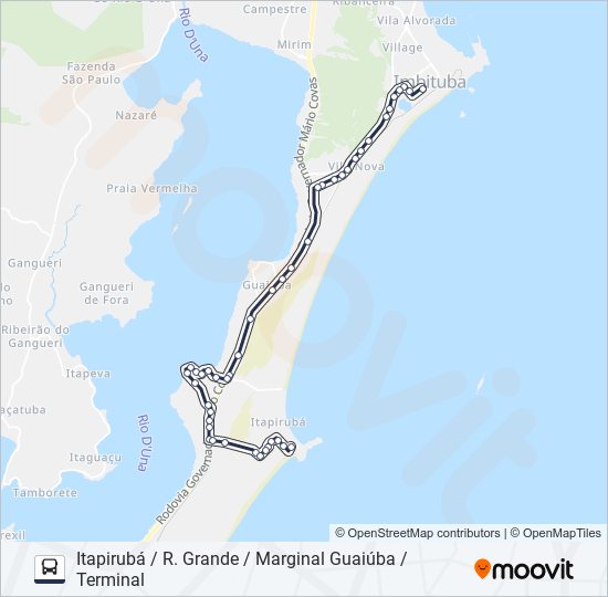 Mapa da linha 508 ITAPIRUBÁ / ROÇA GRANDE de ônibus