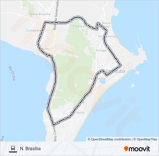 Mapa de 208 NOVA BRASÍLIA VIA DIVINÉIA de autobús