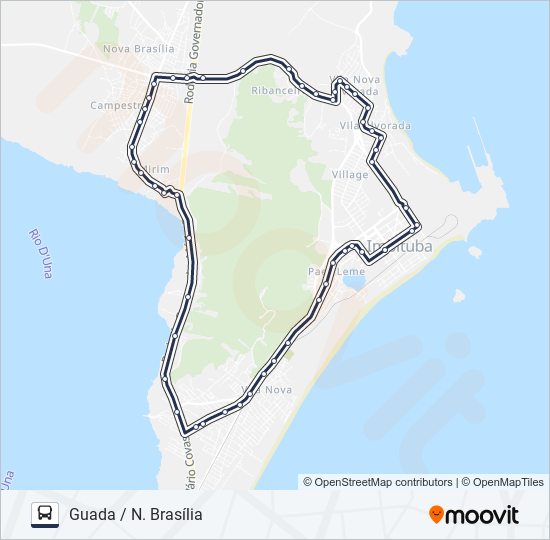 Mapa de 208 NOVA BRASÍLIA VIA DIVINÉIA de autobús