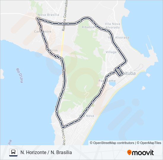 Mapa da linha 208 NOVA BRASÍLIA VIA VILA NOVA de ônibus