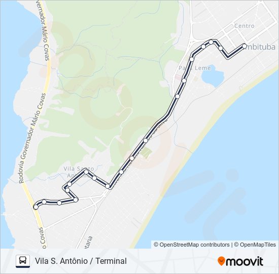 Mapa da linha 204 GUAIÚBA / CAMPO DA AVIAÇÃO / SANTO ANTÔNIO de ônibus