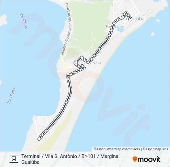 204 GUAIÚBA / CAMPO DA AVIAÇÃO / SANTO ANTÔNIO Bus Line Map
