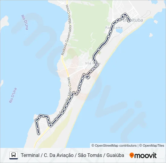 204 GUAIÚBA / CAMPO DA AVIAÇÃO / SANTO ANTÔNIO Bus Line Map