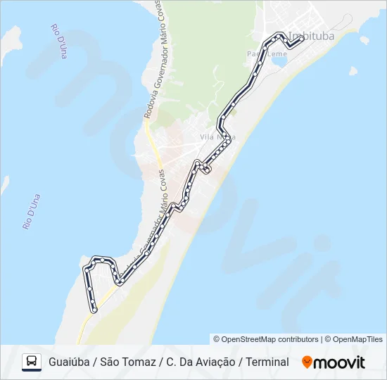 204 GUAIÚBA / CAMPO DA AVIAÇÃO / SANTO ANTÔNIO Bus Line Map
