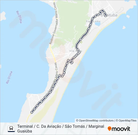 204 GUAIÚBA / CAMPO DA AVIAÇÃO / SANTO ANTÔNIO Bus Line Map