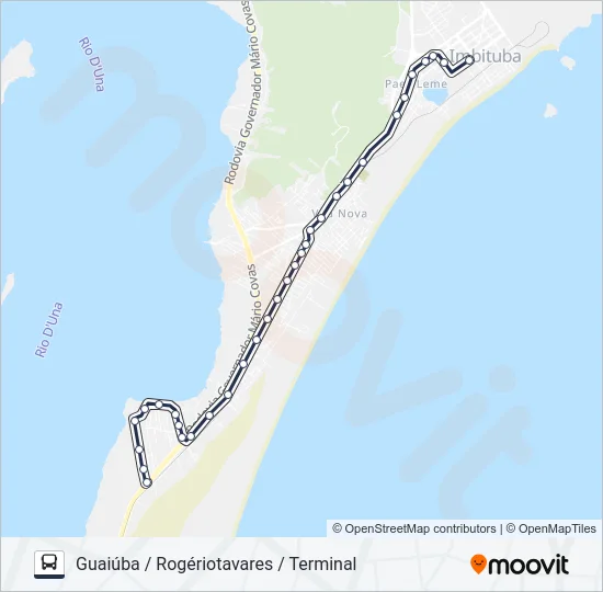204 GUAIÚBA / CAMPO DA AVIAÇÃO / SANTO ANTÔNIO Bus Line Map