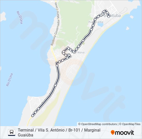 Mapa de 204 GUAIÚBA / CAMPO DA AVIAÇÃO / SANTO ANTÔNIO de autobús