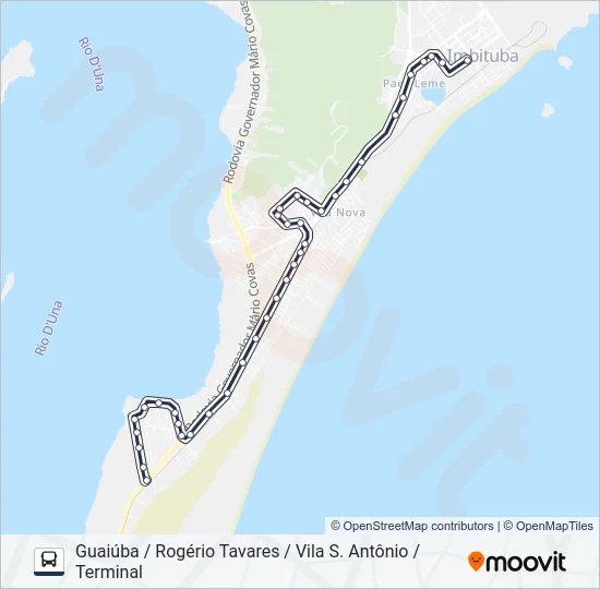 204 GUAIÚBA / CAMPO DA AVIAÇÃO / SANTO ANTÔNIO Bus Line Map