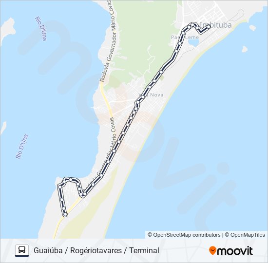 204 GUAIÚBA / CAMPO DA AVIAÇÃO / SANTO ANTÔNIO bus Line Map