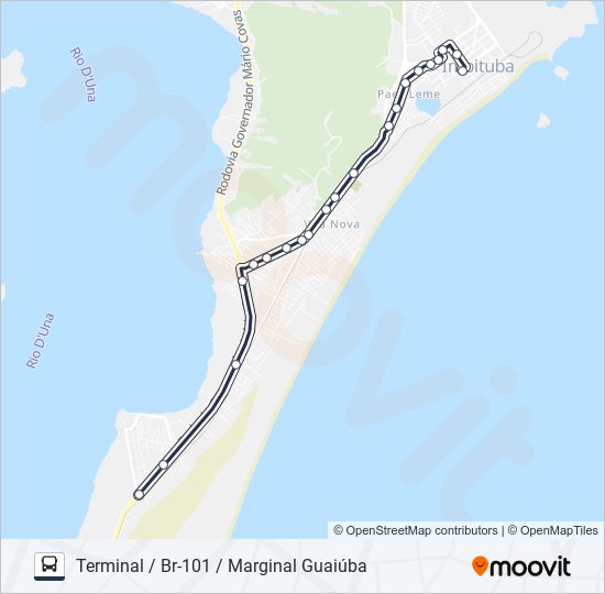 Mapa da linha 204 GUAIÚBA / CAMPO DA AVIAÇÃO / SANTO ANTÔNIO de ônibus