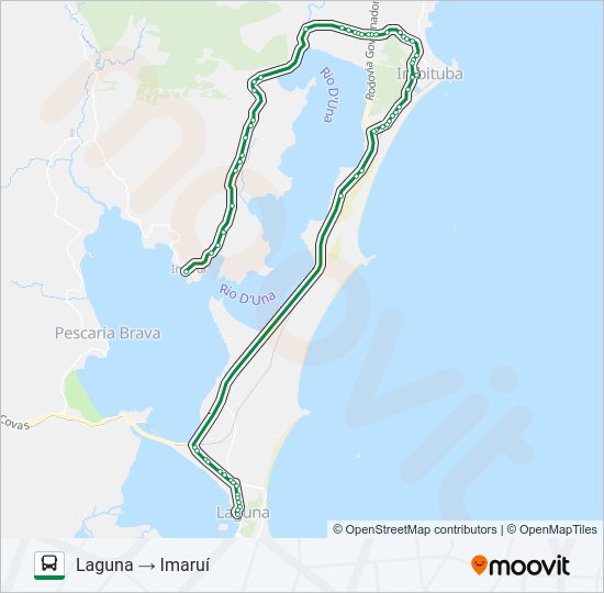 Mapa da linha LAGUNA / IMARUÍ VIA IMBITUBA de ônibus