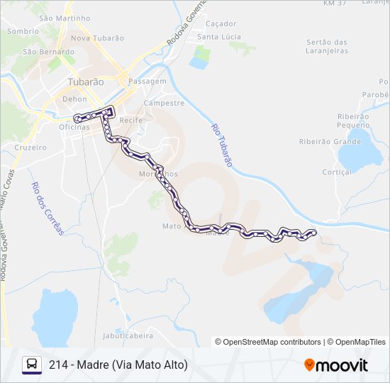 Mapa da linha 214 MADRE de ônibus