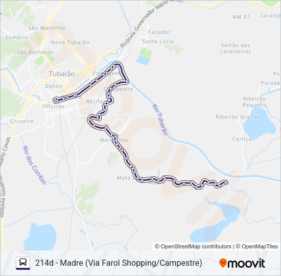 Mapa da linha 214 MADRE de ônibus