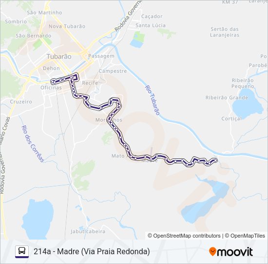 Mapa da linha 214 MADRE de ônibus