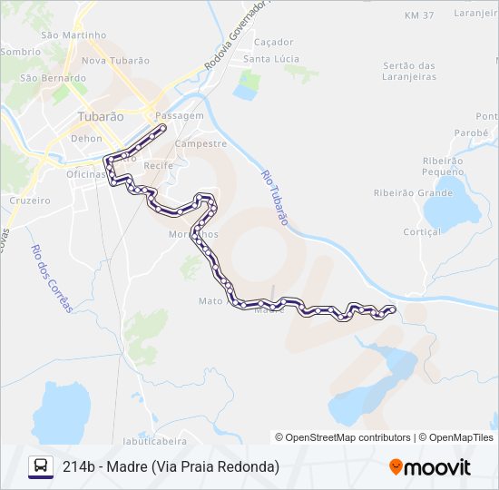 Mapa da linha 214 MADRE de ônibus