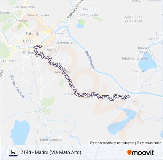 Mapa da linha 214 MADRE de ônibus