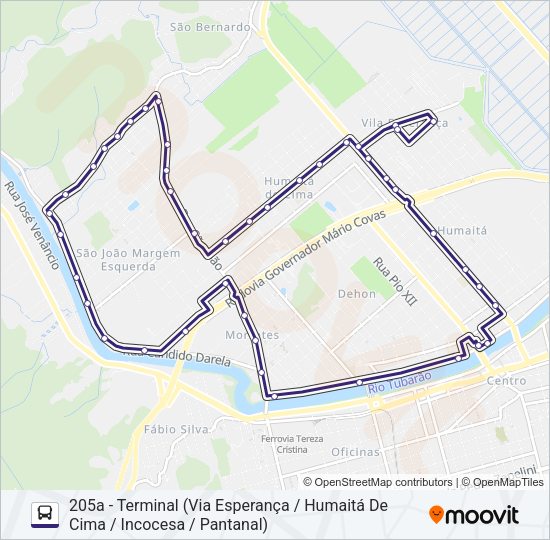Mapa da linha 205 HUMAITÁ de ônibus