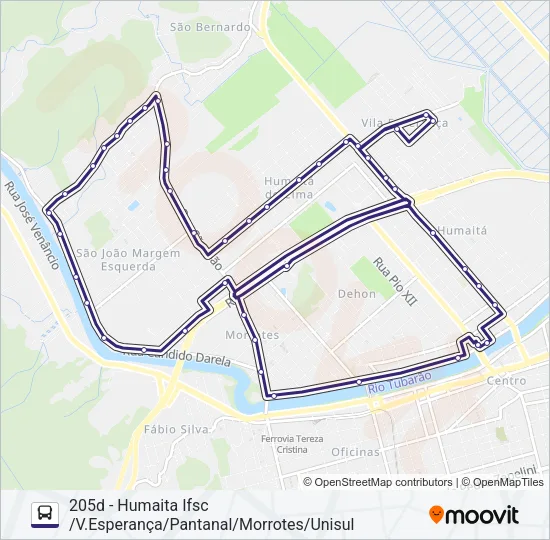 205 HUMAITÁ Bus Line Map