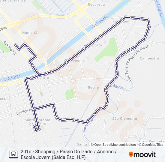 Mapa da linha 201 PASSAGEM de ônibus
