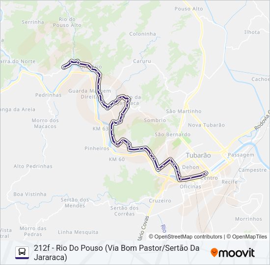 Mapa da linha 212 RIO DO POUSO de ônibus