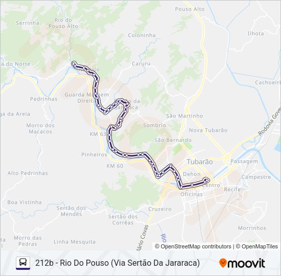 Mapa da linha 212 RIO DO POUSO de ônibus