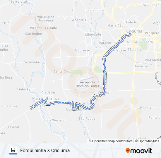 Mapa da linha 772A CRIC.X FORQUILHINHA VIA CIDADE ALTA/O.NEGRO de ônibus