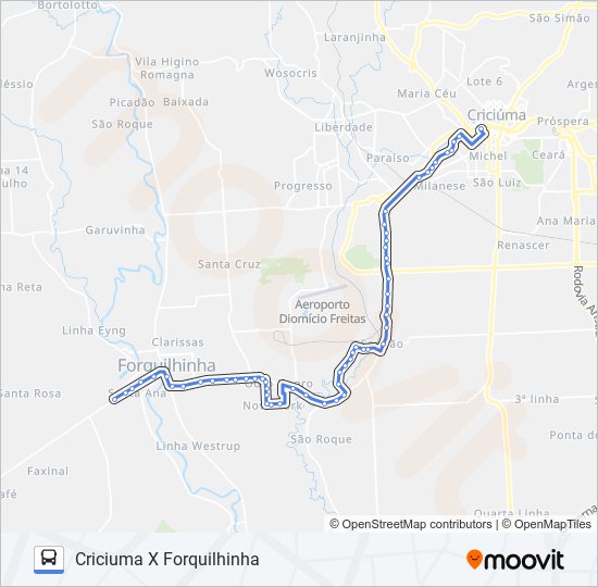 Mapa da linha 772A CRIC.X FORQUILHINHA VIA CIDADE ALTA/O.NEGRO de ônibus