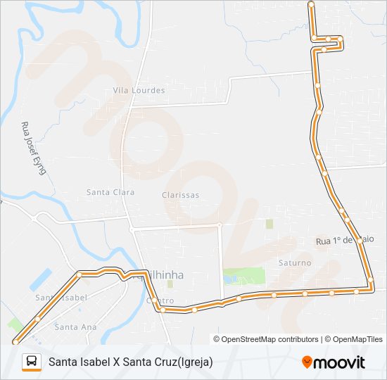 Mapa da linha 101C. SANTA CRUZ VIA OURO NEGRO de ônibus