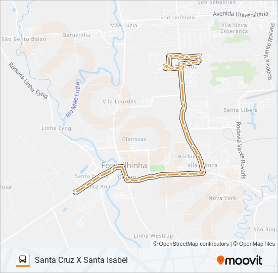 Mapa da linha 101C. SANTA CRUZ VIA OURO NEGRO de ônibus