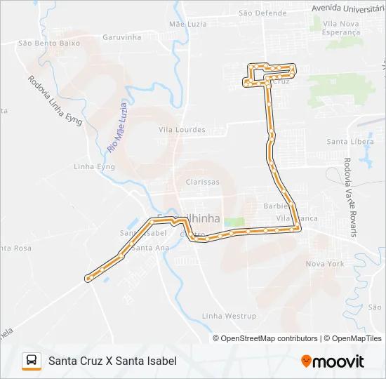 101A. SANTA CRUZ VIA VILA FRANCA Bus Line Map