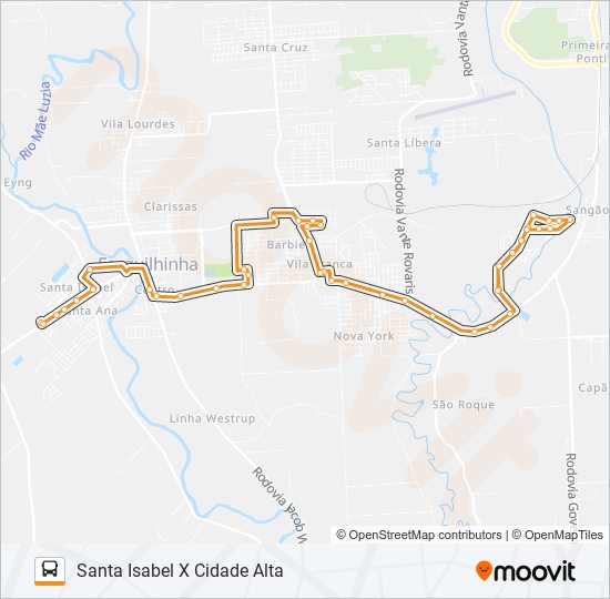 Mapa da linha 102C. CIDADE ALTA VIA OURO NEGRO de ônibus