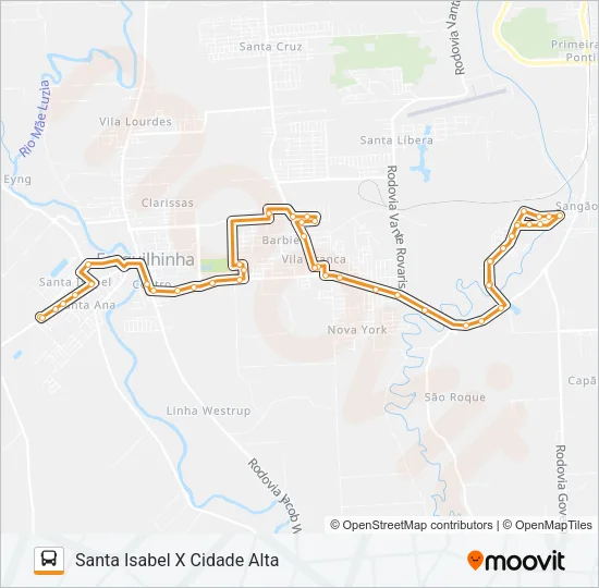 102C. CIDADE ALTA VIA OURO NEGRO Bus Line Map
