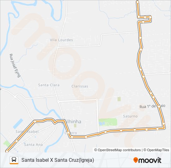 Mapa de 101B. SANTA CRUZ VIA VILA FRANCA/JBS de autobús