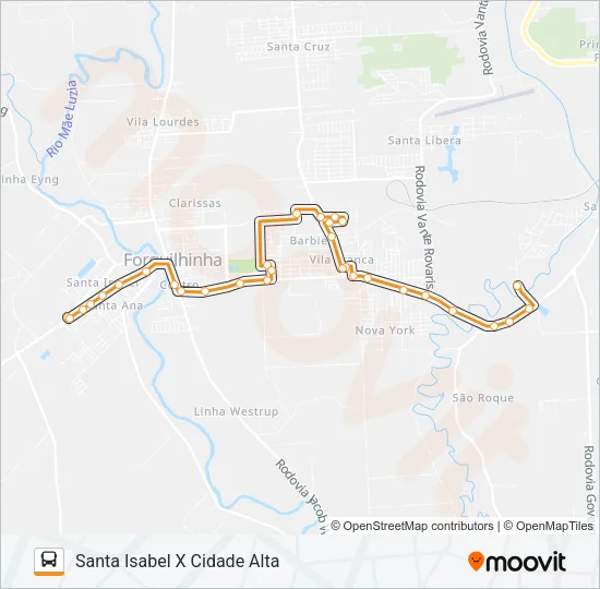 102B. CIDADE ALTA VIA OURO NEGRO/JBS Bus Line Map