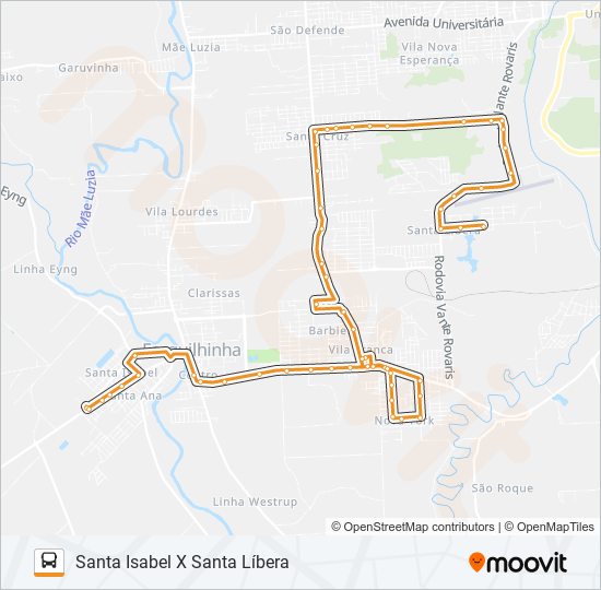 105C. SANTA LIBERA VIA O.NEGRO/V.FELTRIN/S.CRUZ/JBS bus Line Map