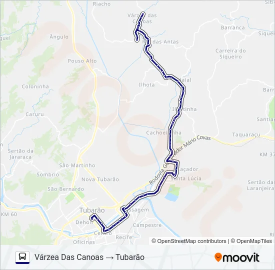 VÁRZEA DAS CANOAS Bus Line Map