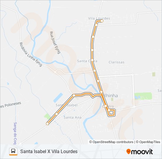 Mapa de 100B. VILA LOURDES VIA CLARISSAS de autobús