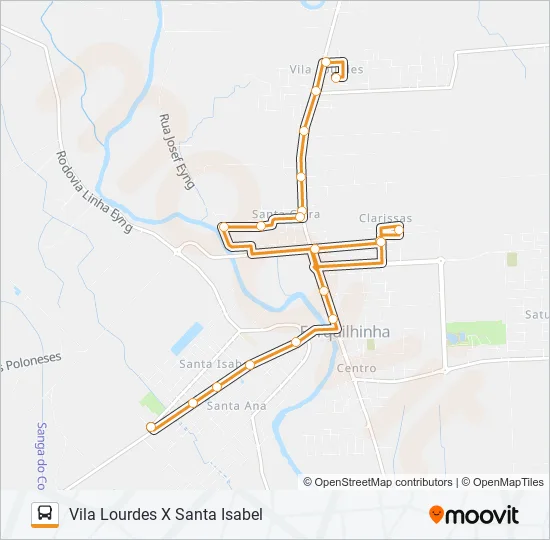 100B. VILA LOURDES VIA CLARISSAS Bus Line Map