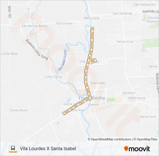 Mapa de 100D. VILA LOURDES VIA CLARISSAS de autobús