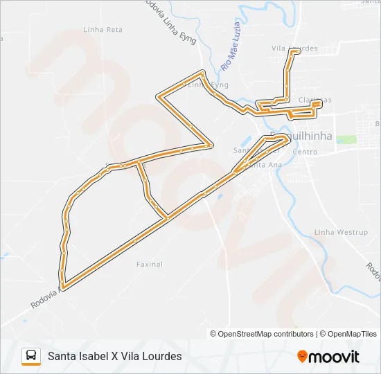 100A. VILA LOURDES VIA SANTA ROSA/LINHA EYNG/CLARISSAS Bus Line Map