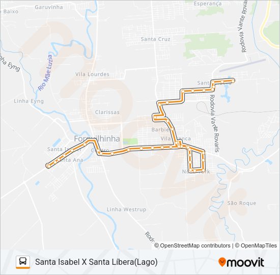Mapa da linha 105D. SANTA LÍBERA VIA O.NEGRO de ônibus