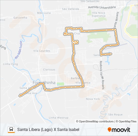 Mapa da linha 105D. SANTA LÍBERA VIA O.NEGRO de ônibus